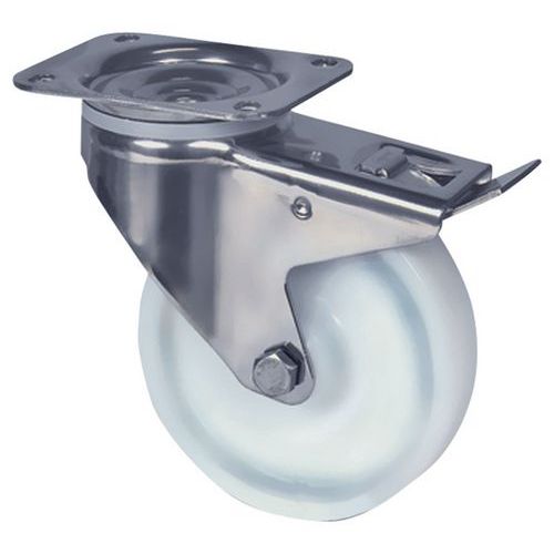 Rotella girevole con occhiello e freno 300 kg - diam 80 mm,