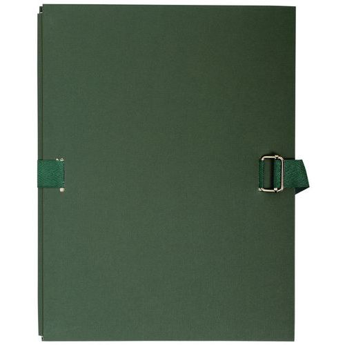 Cartelletta in carta telata con cinghia retro estendibile - verde scuro,