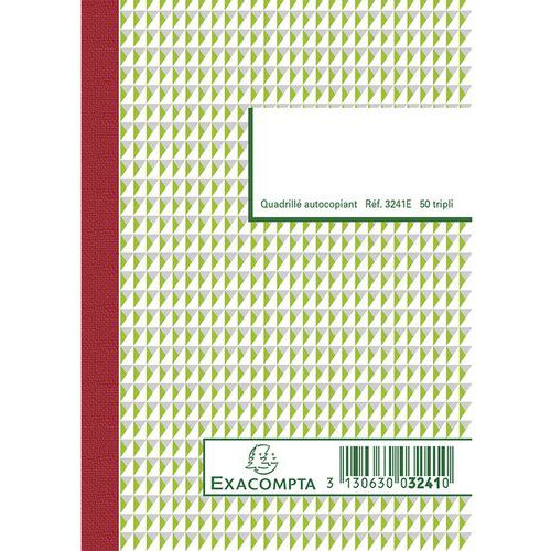 Blocchetto 5 x 5, 14,8 x 10,5 cm, con 50 fogl. a quadretti di carta autocop. trip. copia,