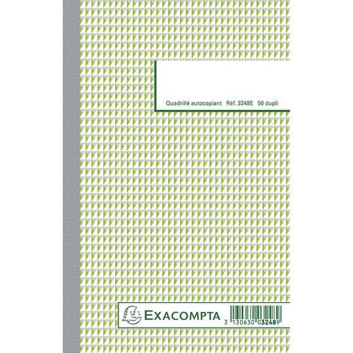 Blocchetto 5 x 5, 21 x 13,5 cm, con 50 foglietti a quadretti di carta autocop. in duplice copia,