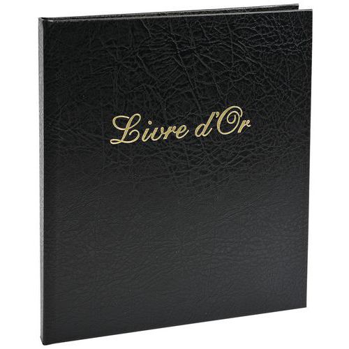 Libro degli ospiti Balacron + titolo 140 pagine bianche 21 x 19 cm verticale nero,