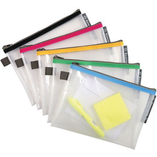 Busta in plastica morbida con cerniera A5 colori assortiti,