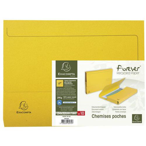 Confezione da 10 cartellette con tasca FOREVER A4 - Giallo,