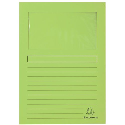 Confezione da 100 cartellette con finestrella FOREVER - 22 x 31 cm Verde Prato,