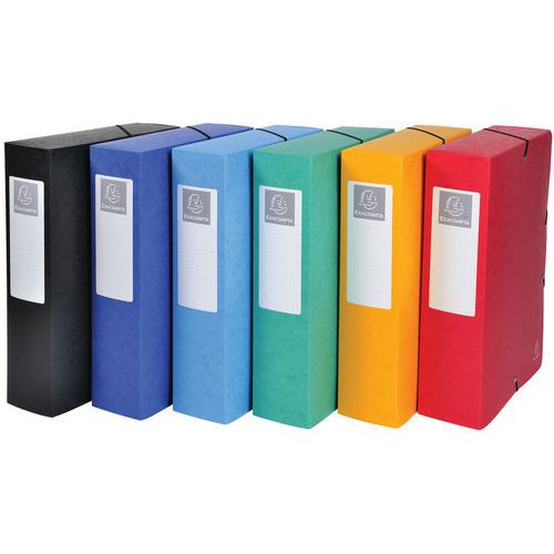 Scatola portadoc. Exabox Retro da 80 mm cart. lucido A4 col. assort.,