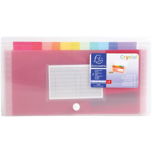 Classificatore midi 7 scomparti in PP Crystal - 14 x 26 cm,