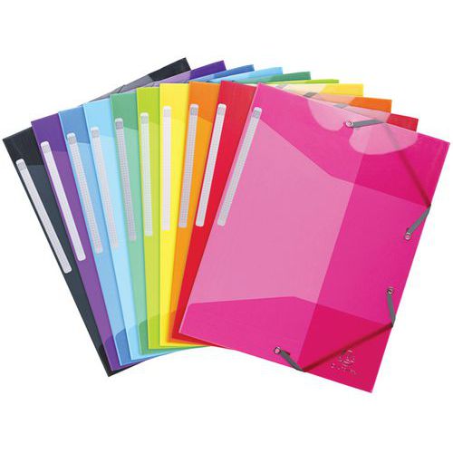 cart. 3 lem. con elast. PP 5/10 IDERAMA PP A4 col. assort.,