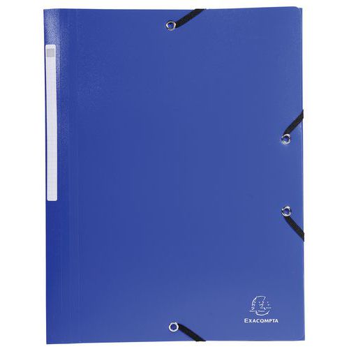 Cartelletta con elastico, 3 lembi PP 5/10 Opaco - A4 Blu scuro,