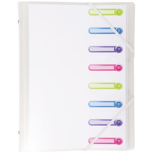 Classificatore in PP 3 lembi Chromaline bianco 8 scomparti,