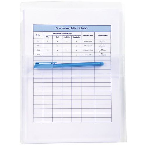 Confezione da 2 tasc. adesive a parete e a soffietto PP HQ 20/100 A4,