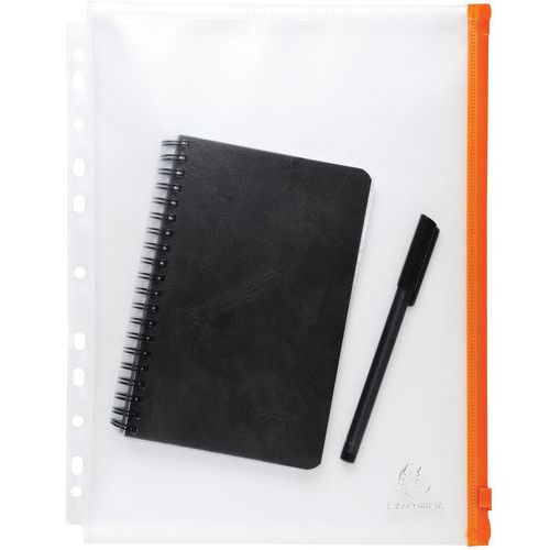 Confezione da 5 bustine con cerniera perforate in PP Exactive - A4,