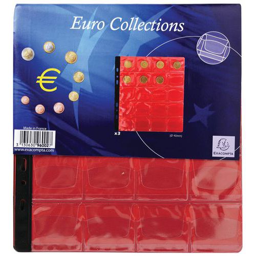 Confezione 3 ricariche numismat. 20 scomparti diam. 40 mm 24,5 x 25 cm,