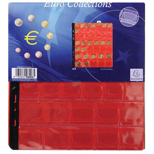 Confezione 3 ricariche numismat. 43 scomparti diam. 20-25-30 mm,