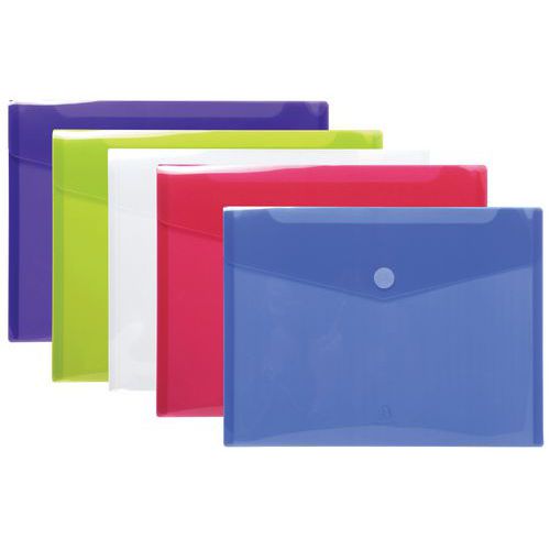 Confezione da 5 custodie buste PP A4 Colori assortiti,