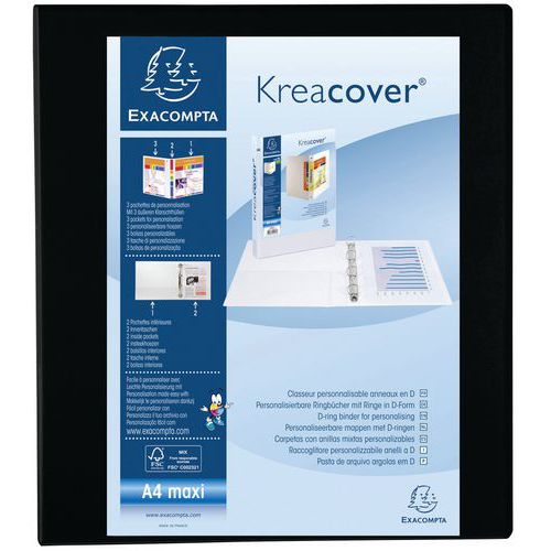Racc. PP personalizzabile Kreacover 4 an. 40 mm A4 max Nero,
