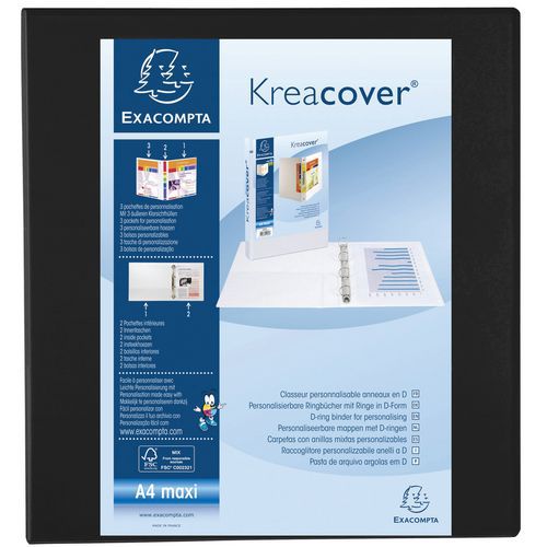 Racc. PP personalizzabile Kreacover 4 an. 60 mm A4 max Nero,