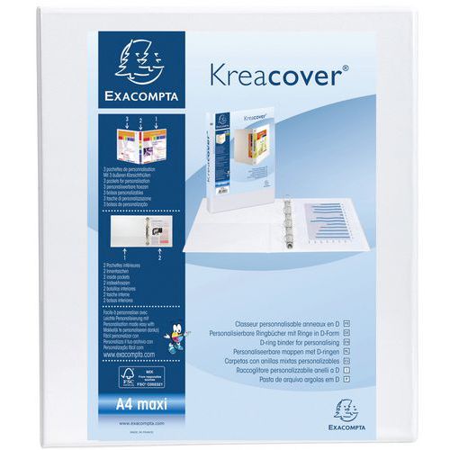 Racc. PP personalizzabile Kreacover 2 an. 15 mm A4 max Bianco,