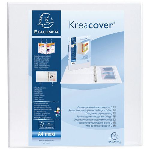 Racc. PP personalizzabile Kreacover 2 an. 60 mm A4 max Bianco,