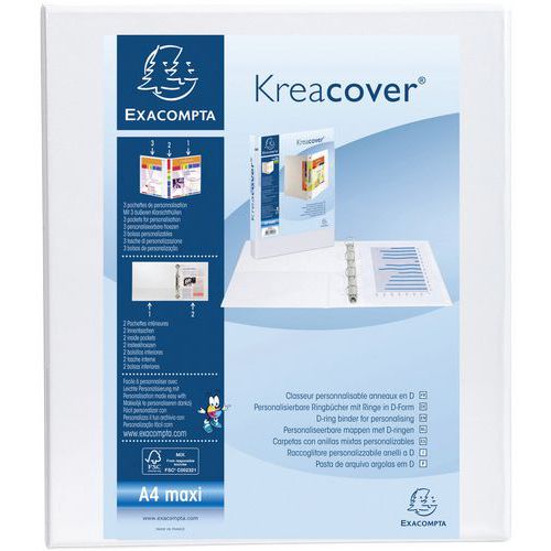 Racc. PP personalizzabile Kreacover 4 an. 30 mm A4 max Bianco,