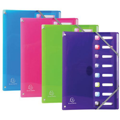 Classificatore estendibile in PP 8 scomp. Iderama A4 4 col. assort.,