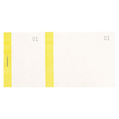 Blocchetto venditore col. giallo 100 fogl. dopp. num. 6,6 x 13,5 cm,