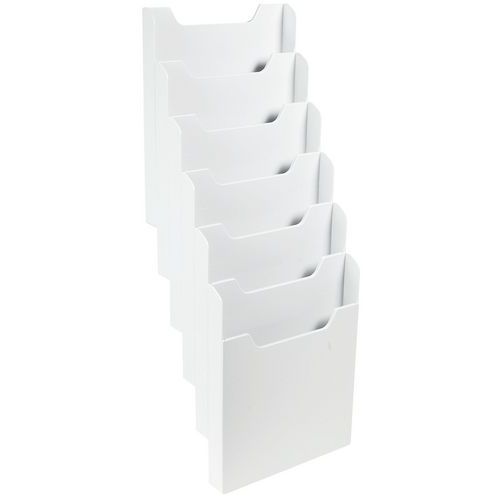 Classificatore da parete A4 verticale 6 scomparti - Grigio lucido,