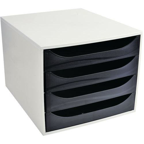 Portadocumenti a cassettiera ECOBOX 4 cassetti Office grigio/nero,