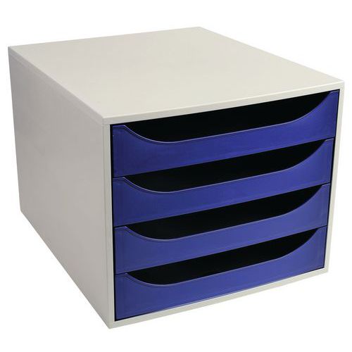 Portadocumenti a cassettiera ECOBOX 4 cassetti grigio/blu notte,