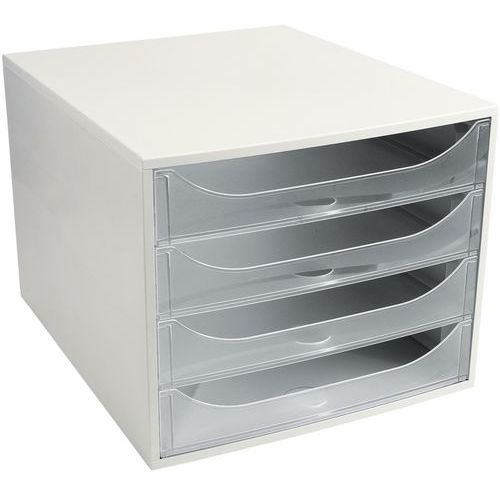 Portadocumenti a cassettiera 4 cassetti bianco/crystal,