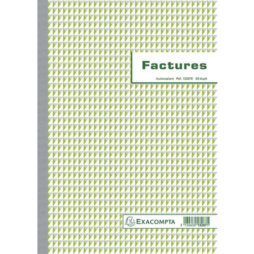 Blocchetto Fatture, 29,7 x 21 cm, con 50 foglietti di carta autocopiante in duplice copia,