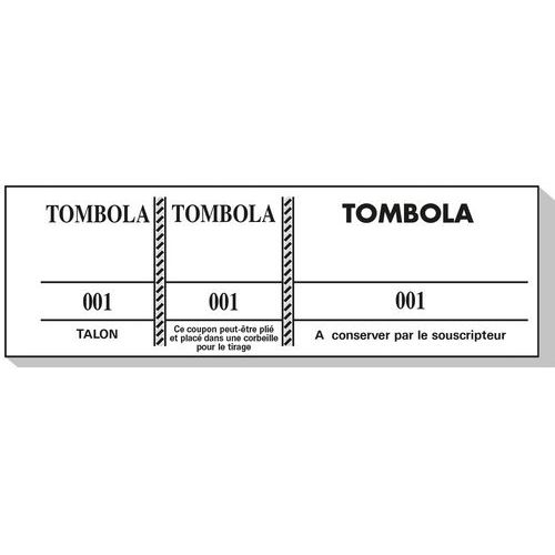 Blocchetto lotteria 100 foglietti numerati 3 sezioni 4,8 x 15 cm,
