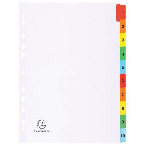 Intercal. stamp. num. cartoncino bianco 160 g, 10 posizioni A4,