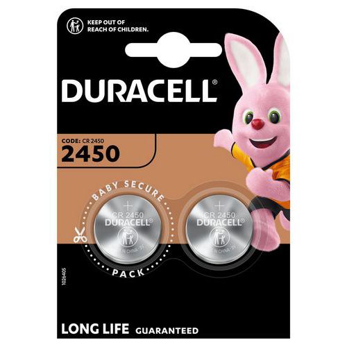 Pila a bottone al litio 2450 - Confezione da 2 - Duracell,