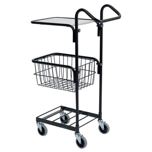 Mini carrello nero con ripiano e cestello - Portata 50 kg,