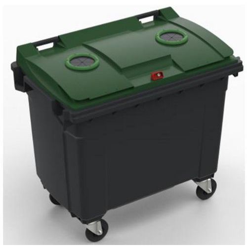 Contenitore 4 Ruote 660 L Con Aperture E Presa Laterale,