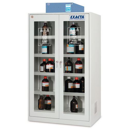 Armadio a filtrazione con ante vetrate L120 e cassetti,