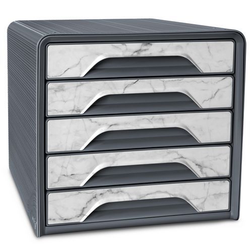 Cassettiera con 5 cassetti Smoove Marbre grigio - Cep,