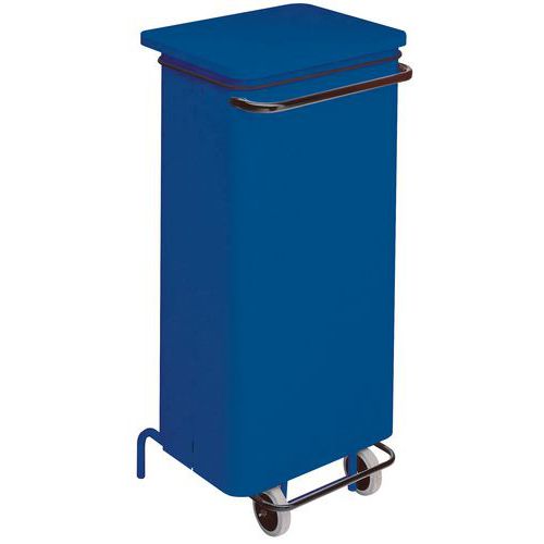 Cassonetto mobile a pedale con frontale rimovibile blu 110 L,