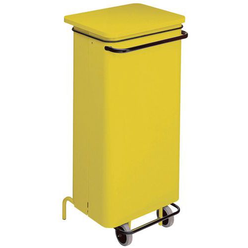 Cassonetto mobile a pedale frontale rimovibile giallo 110 L,