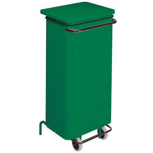Cassonetto mobile a pedale frontale rimovibile verde 110 L,