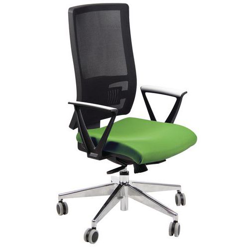 Sedia NEREIDE IGNIFUGO verde bracc.opz base allum,