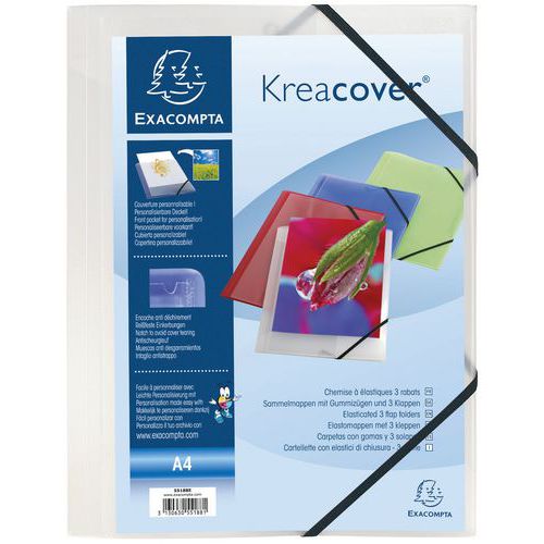 Cartellina con elastici 3 lembi Kreacover® - A4 trasparente,