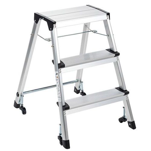 Scaletta ad accesso singolo pieghevole - 3 gradini - Manutan,