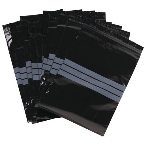 Sacchetti con zip - Nero con strisce bianche 150x100,