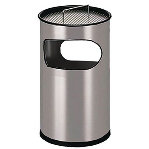 Pattumiera-posacenere con apertura Manutan - 30 L - Grigia,