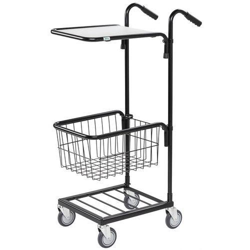 Mini carrello 1 piattaforma, 1 cestello, 2 ruote girevoli,