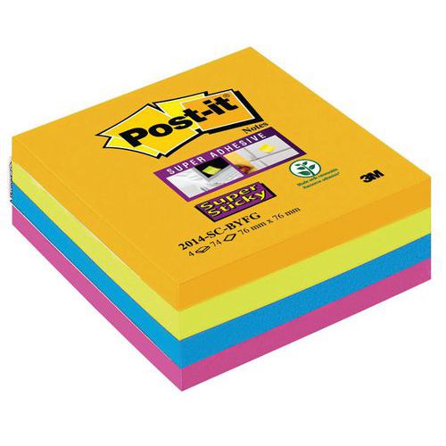 Cubo Super Sticky Post-it® - Verde, arancione, fucsia, blu,