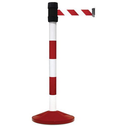 Paletto con nastro 4 m rosso/bianco con base,