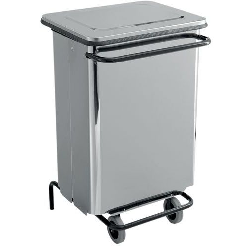 Cassonetto mobile con pedale frontale. Rimovibile in inox spazzolato 70 L,