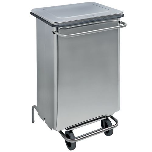 Cassonetto mobile a pedale con tubolari inox 70 L - Manutan,